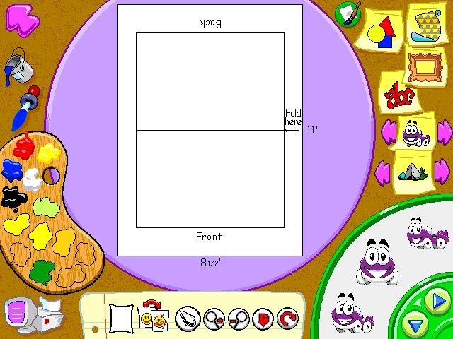 Putt-Putt's One-Stop Fun Shop (Windows) screenshot: A template for making a card