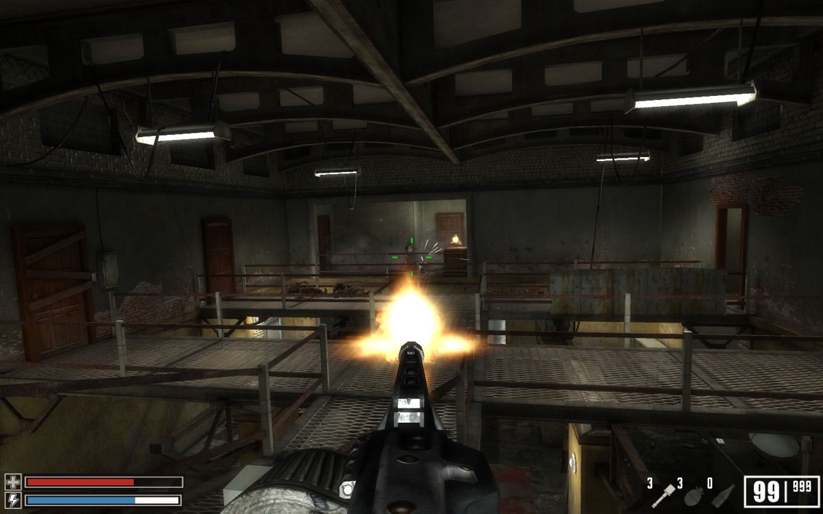 Crimes of War (Windows) screenshot: There a re a few occasions where you get to mount an MG-42 machine gun post and use it against enemy attacking waves