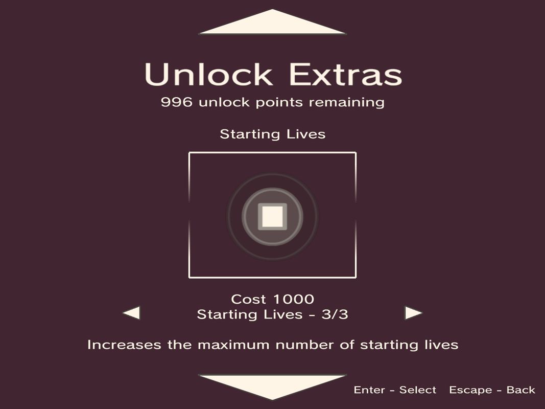 Everyday Shooter (Windows) screenshot: Here you can unlock extra stuff.