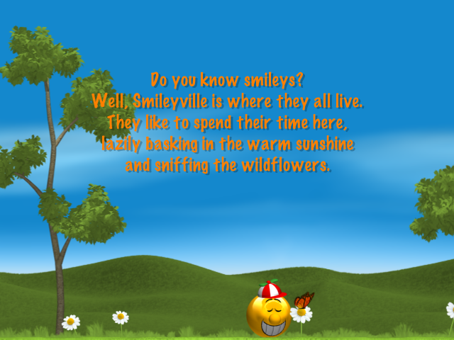 Smileyville (Windows) screenshot: Intro movie about the habits of smileys.