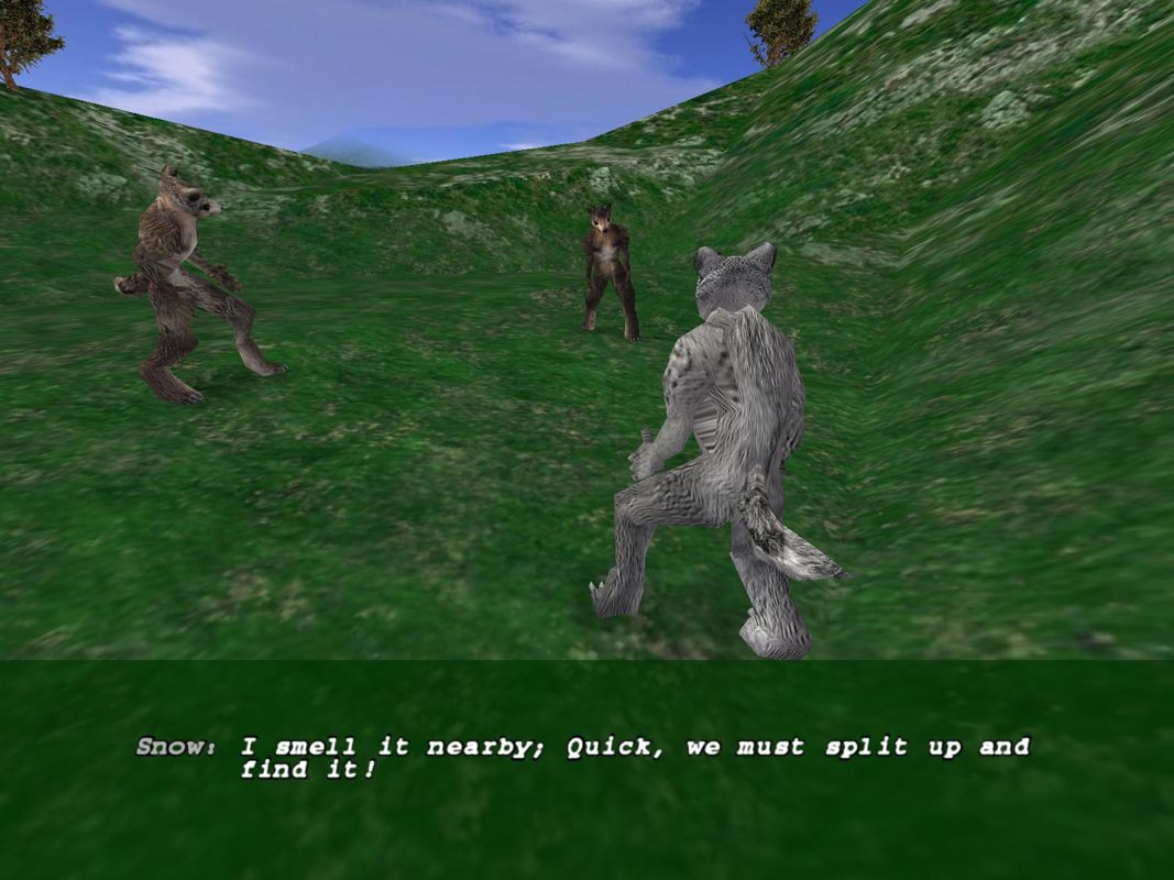 Lugaru (Windows) screenshot: Wolves plotting against my back.