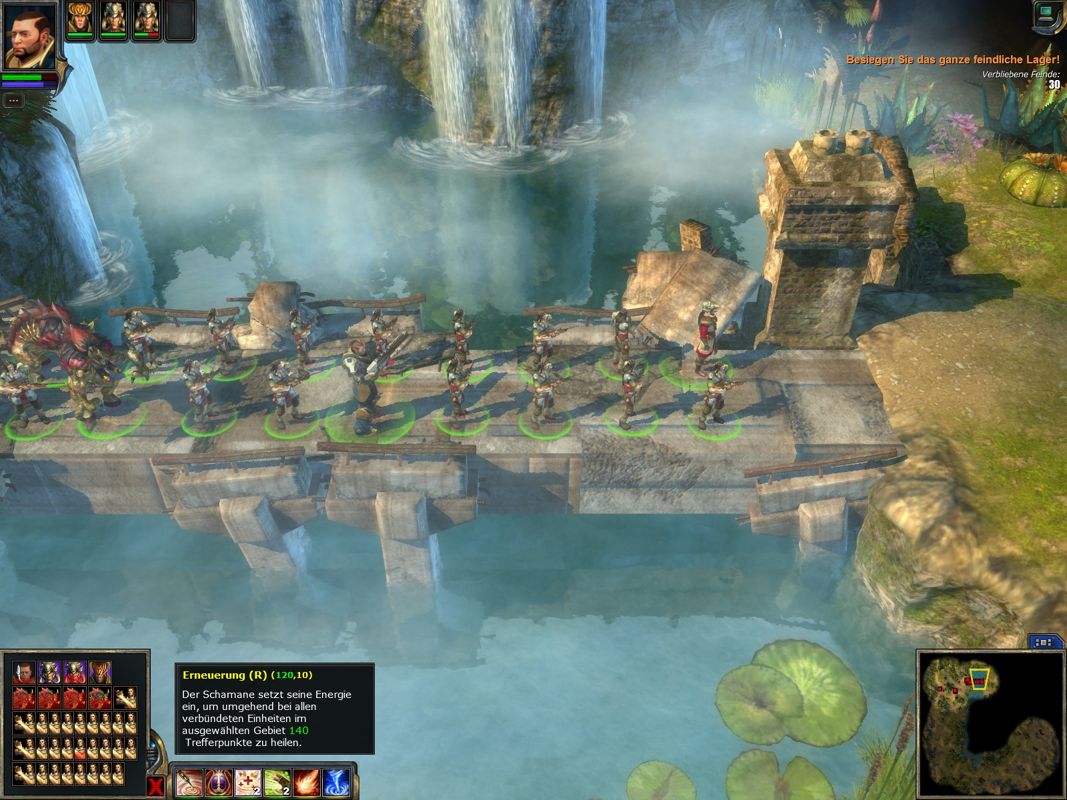 WorldShift (Windows) screenshot: A human hero with three tribe-heros and many units.