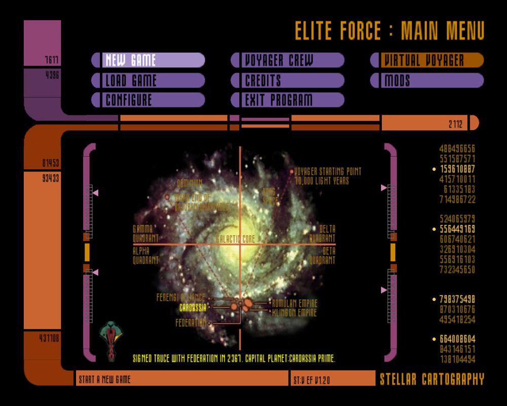Star Trek: Voyager - Elite Force (Windows) screenshot: Main menu
