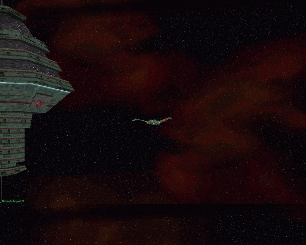 Star Trek: Klingon Academy (Windows) screenshot: Bird of prey at Klingon outpost