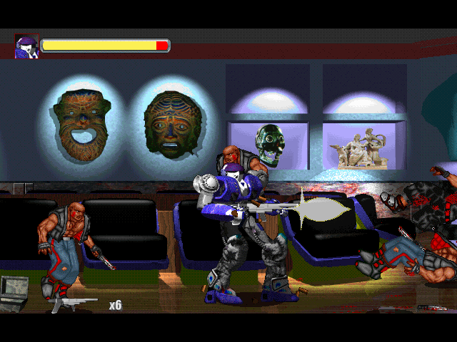 Cyber Police (DOS) screenshot: Beware my shotgun!