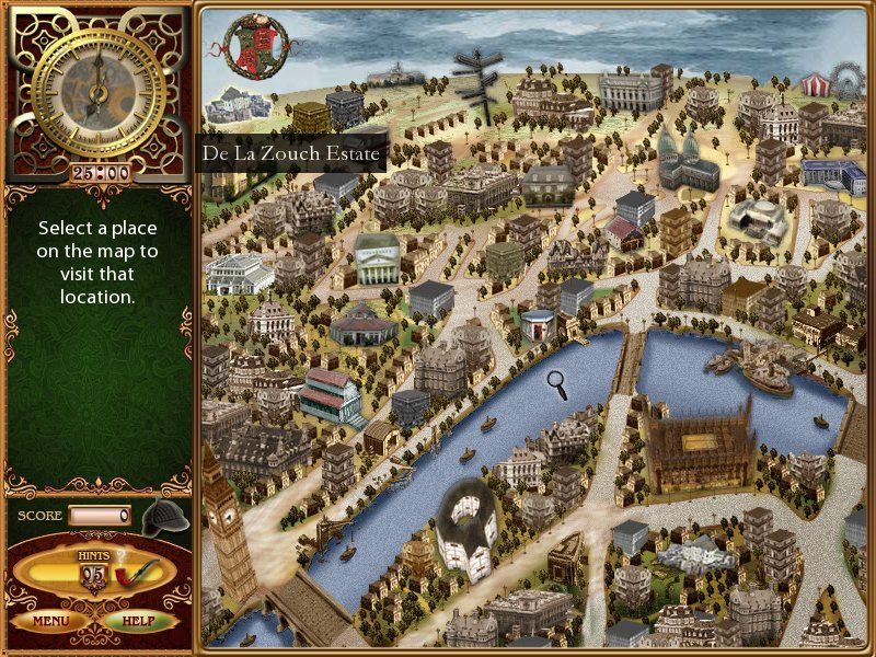 The Lost Cases of Sherlock Holmes (Windows) screenshot: Map of London