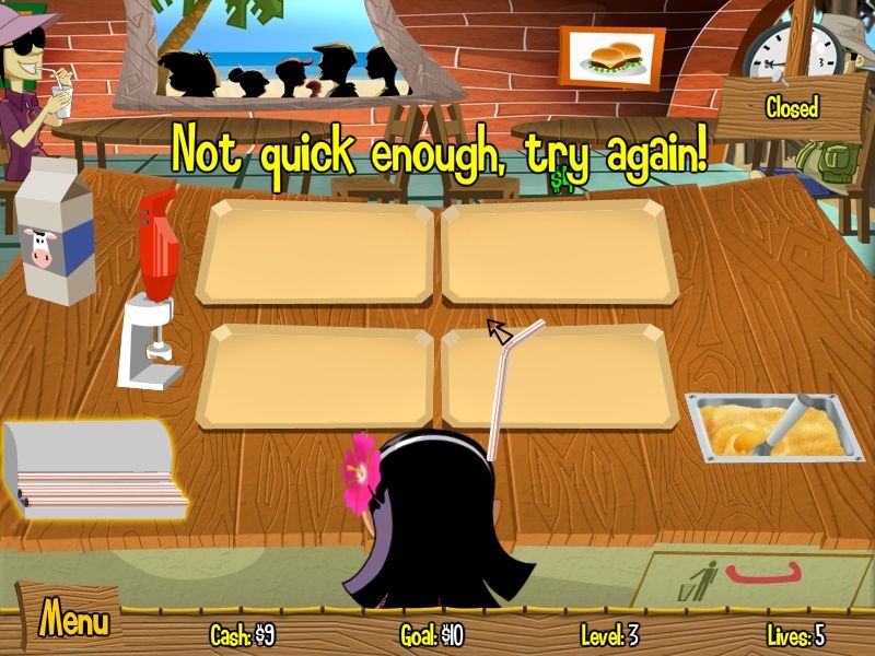 Burger Island (Windows) screenshot: Oops, I failed.
