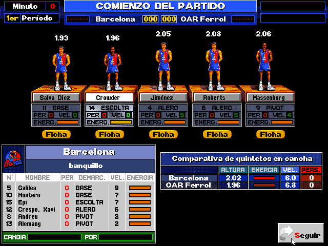 PC Basket 2.0 (DOS) screenshot: Why on earth does Epi appear as a reserve player?