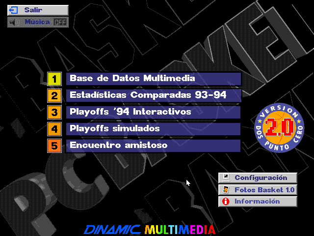 PC Basket 2.0 (DOS) screenshot: Main menu