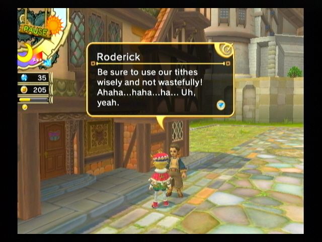 Final Fantasy: Crystal Chronicles - My Life as a King (Wii) screenshot: This citizen doesn't quite trust you with his tax dollars.