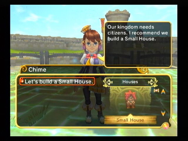 Final Fantasy: Crystal Chronicles - My Life as a King (Wii) screenshot: Building selection screen
