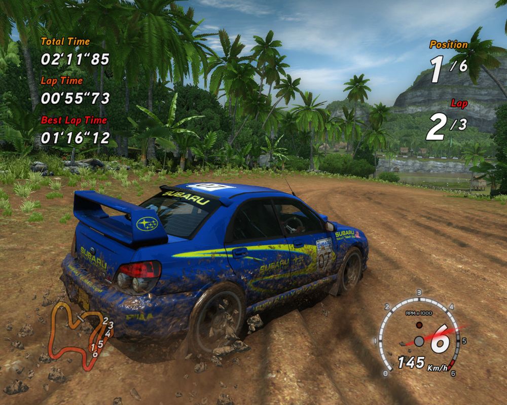 SEGA Rally Revo (Windows) screenshot: Car gets dirty on muddy track