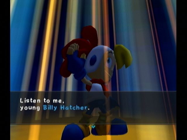 Billy Hatcher and the Giant Egg (GameCube) screenshot: It is up to Billy Hatcher to save him.