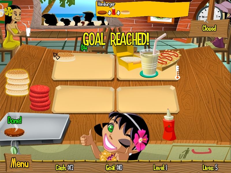 Burger Island (Windows) screenshot: Today's goal was reached.