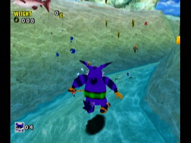 Sonic Adventure DX (Director's Cut) (GameCube) screenshot: Big swims, or rather, fat floats.