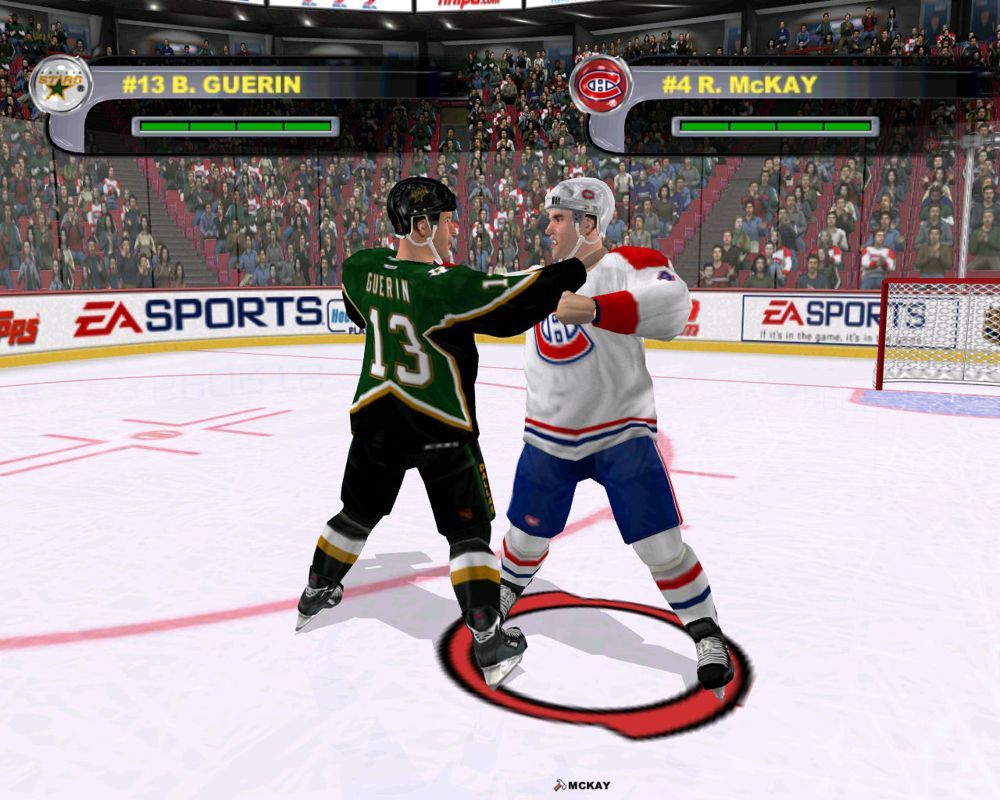 NHL 2003 (Windows) screenshot: Players ready to start fighting.