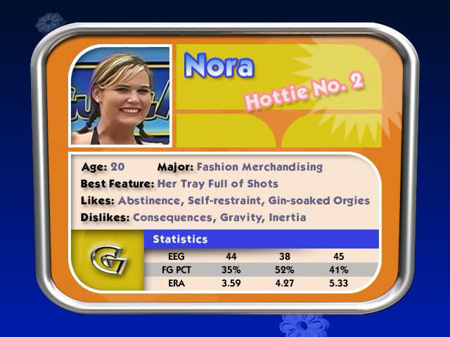 The Guy Game (Windows) screenshot: Nora's statistics