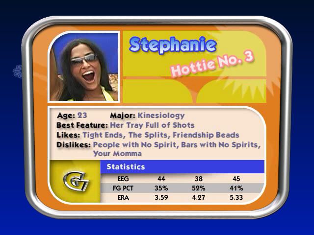 The Guy Game (Windows) screenshot: Stephanie's statistics