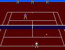Wimbledon Championship Tennis (SEGA Master System) screenshot: Not gonna get that one.