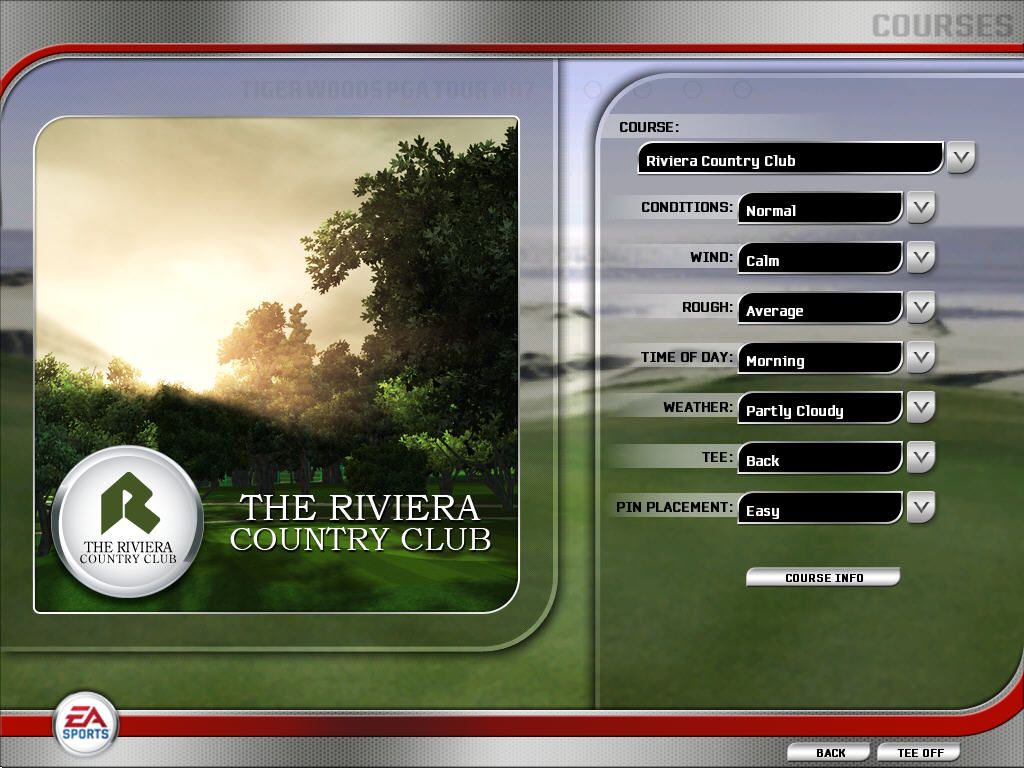 Tiger Woods PGA Tour 07 (Windows) screenshot: Course selection screen