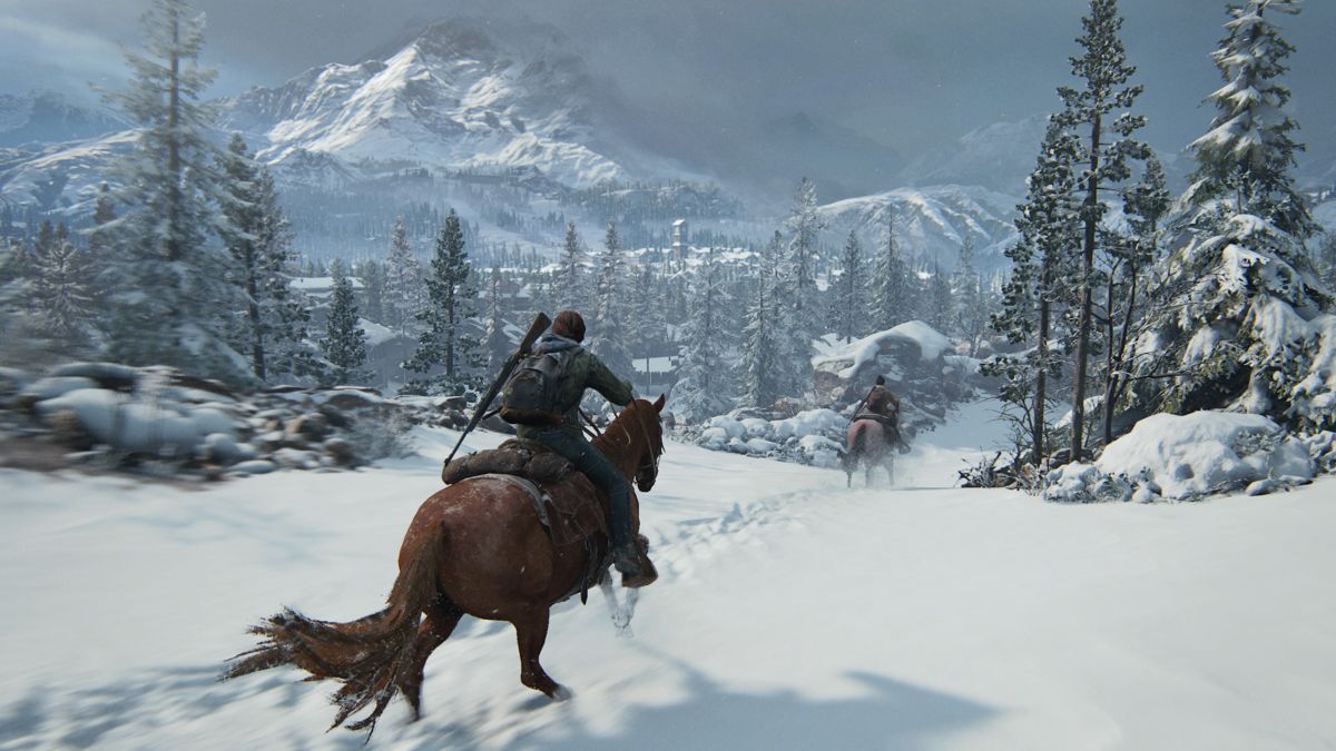 The Last of Us: Part II (PlayStation 4) screenshot: Galloping through the snow