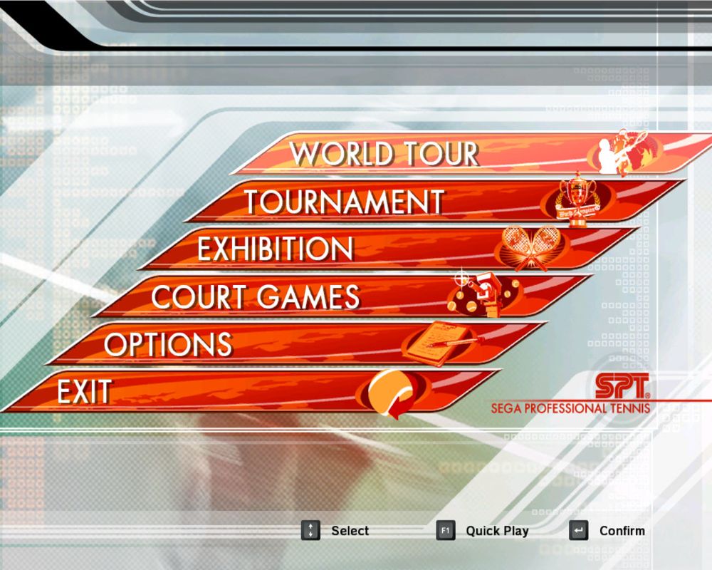 Virtua Tennis 3 (Windows) screenshot: Main menu