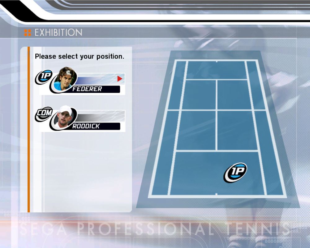 Virtua Tennis 3 (Windows) screenshot: Choose starting side