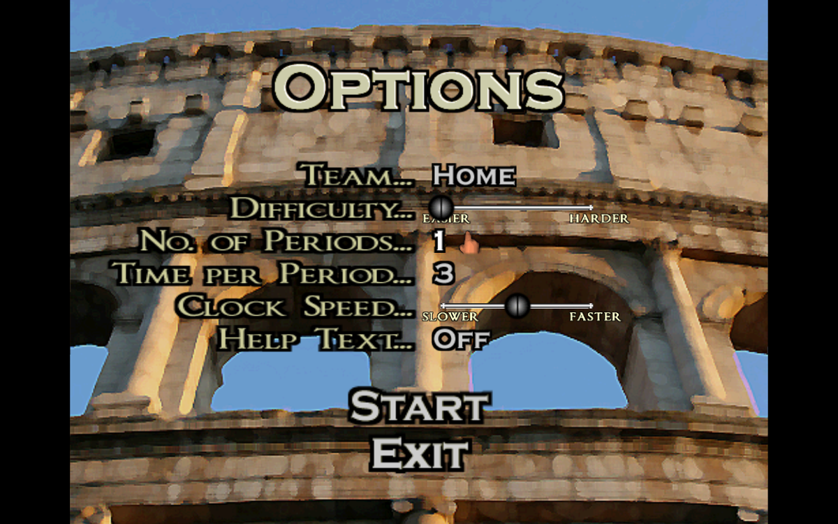 Roman Bowl (Windows) screenshot: Lackluster options.