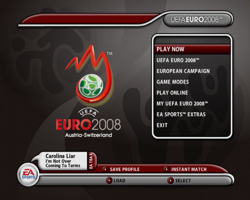 UEFA Euro 2008 (Windows) screenshot: Main menu