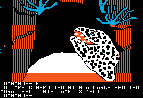 The Abyssal Zone (Apple II) screenshot: I Meet Eli the Moray Eel