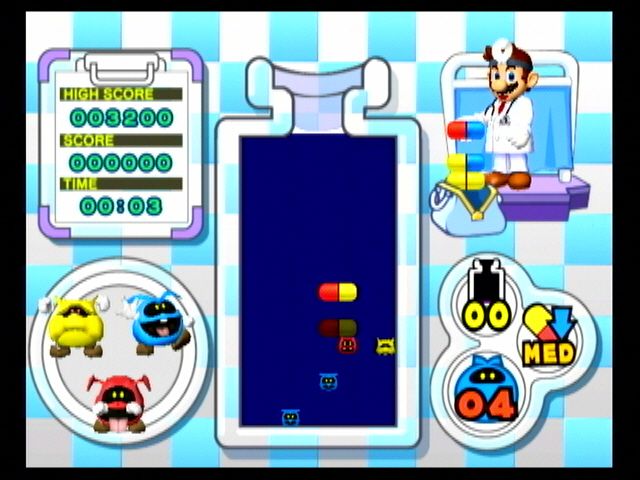 Dr. Mario Online Rx (Wii) screenshot: A poorly placed landing.