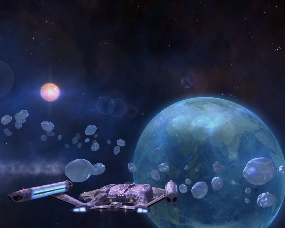 Star Trek: Legacy (Windows) screenshot: The Enterprise NX-01 has arrived on an ice planet.