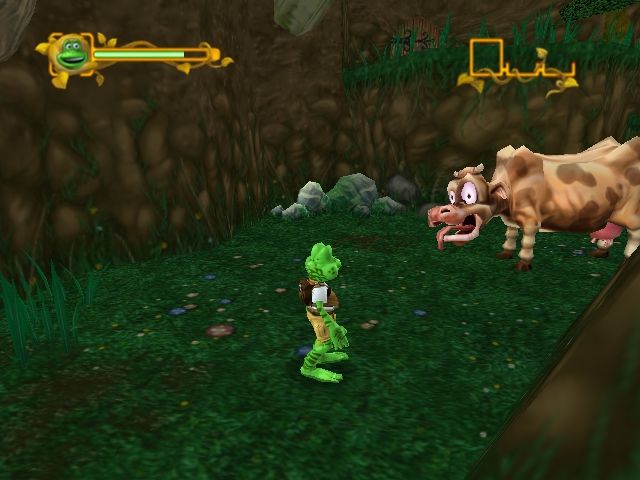 Frogger: The Great Quest (Windows) screenshot: A mad cow