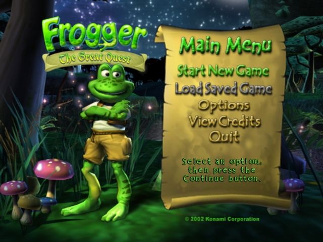 Frogger: The Great Quest (Windows) screenshot: Options screen