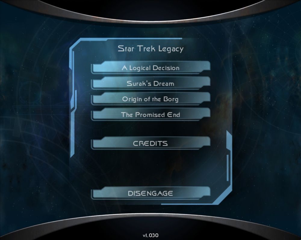 Star Trek: Legacy (Windows) screenshot: Star Trek Legacy extras menu