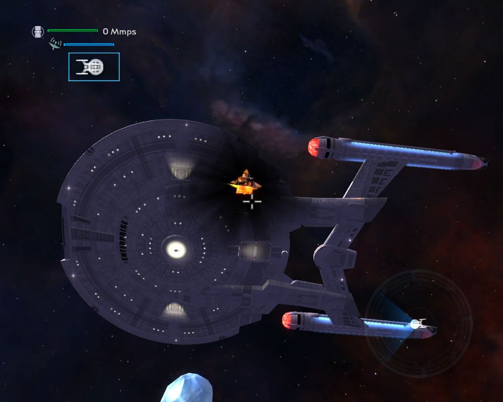 Star Trek: Legacy (Windows) screenshot: The Enterprise NX-01 has been damaged.