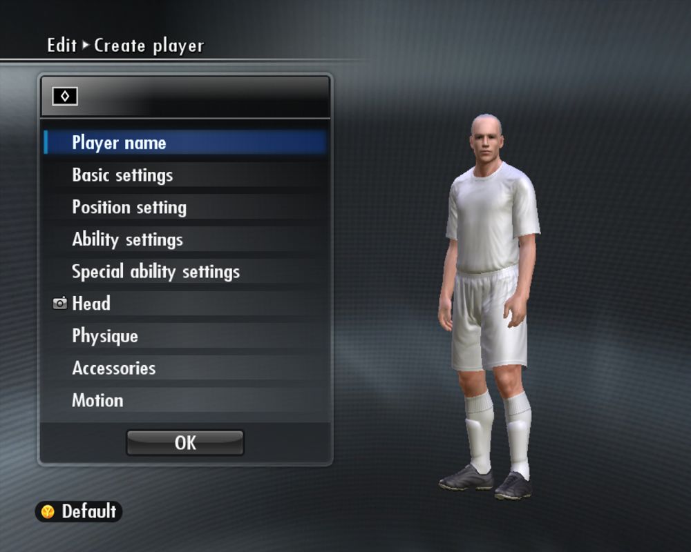 PES 2008: Pro Evolution Soccer (Windows) screenshot: Player creation mode