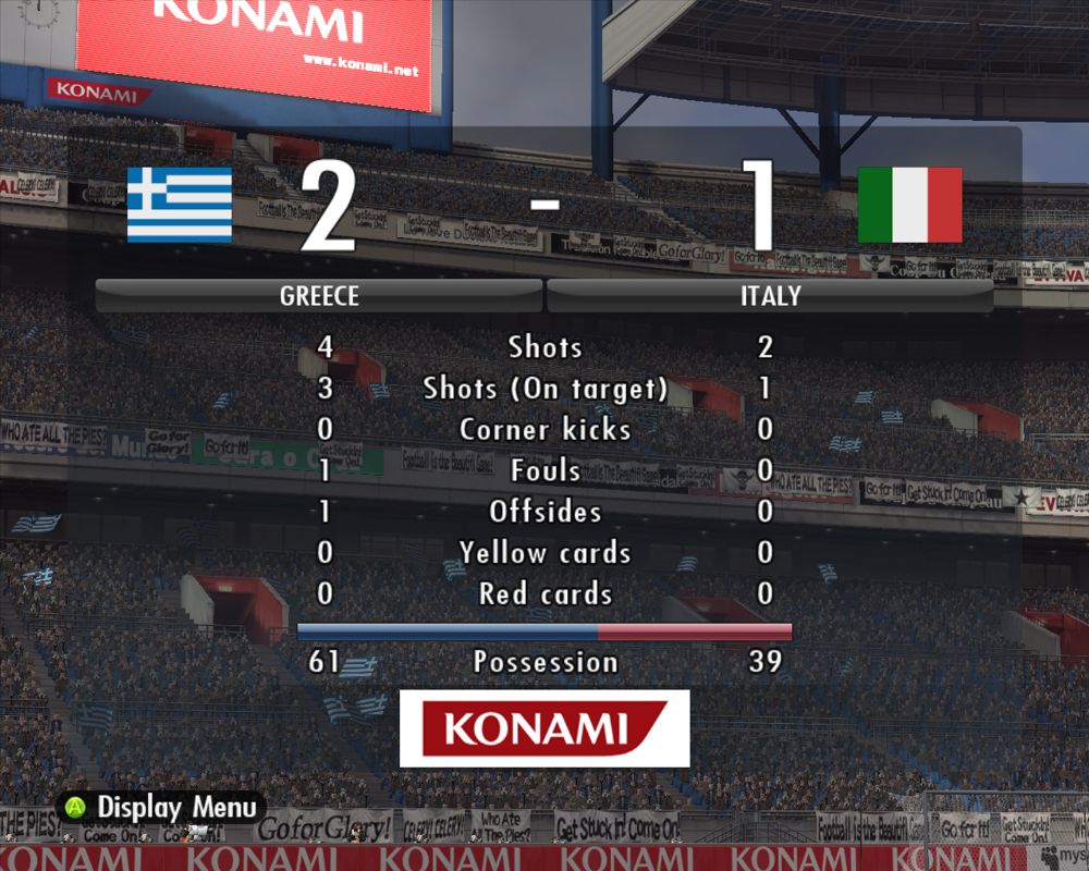 PES 2008: Pro Evolution Soccer (Windows) screenshot: End game scoreboard