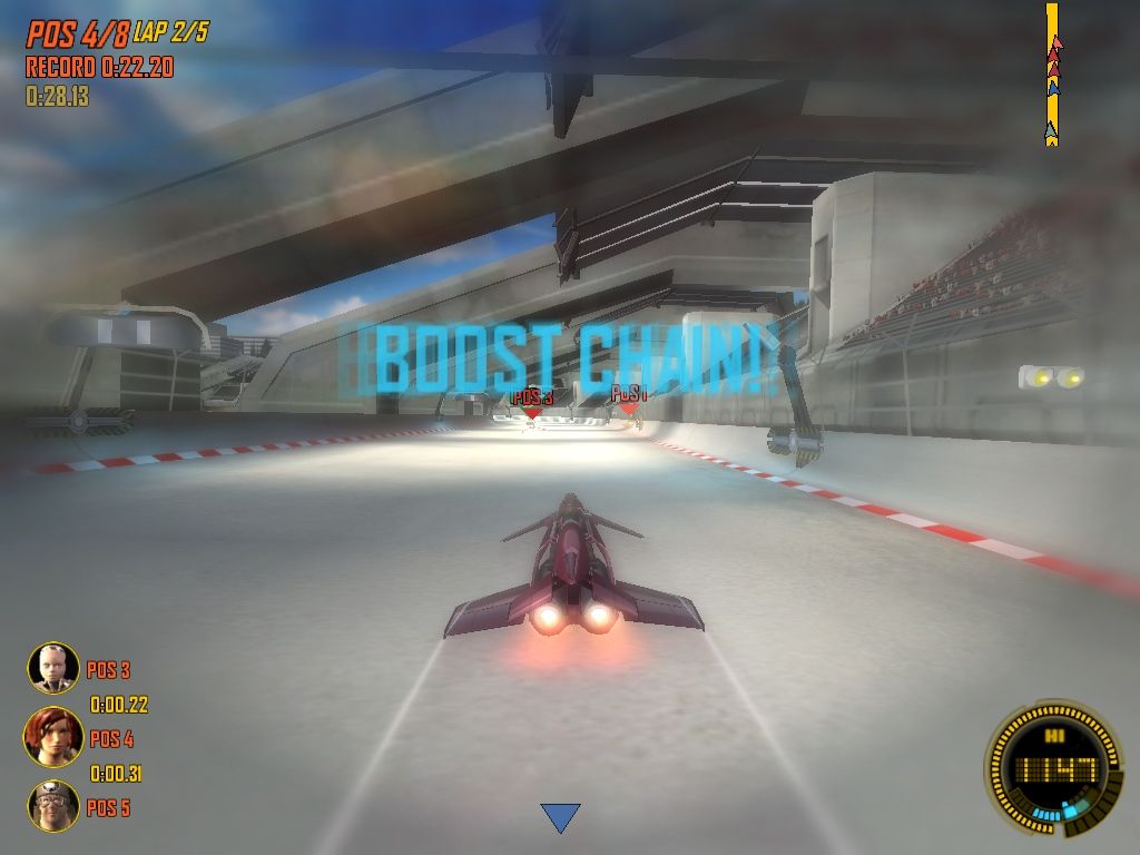 Power Drome (Windows) screenshot: Boost mode! You gain more speed and less control, be careful