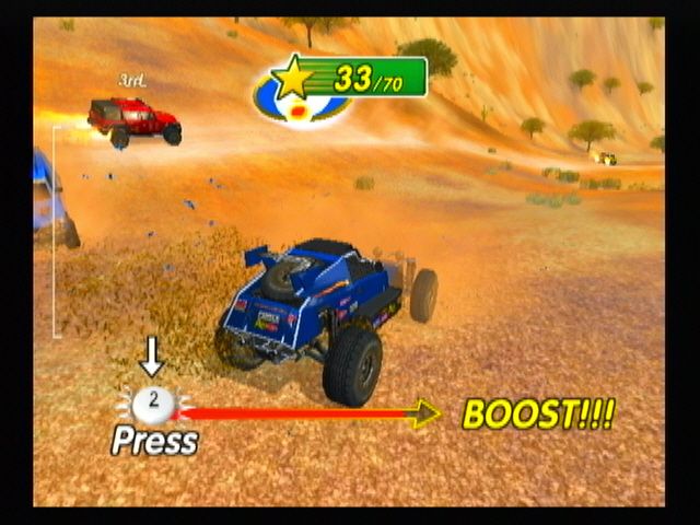 Excite Truck (Wii) screenshot: Restore after a crash by pressing 2.