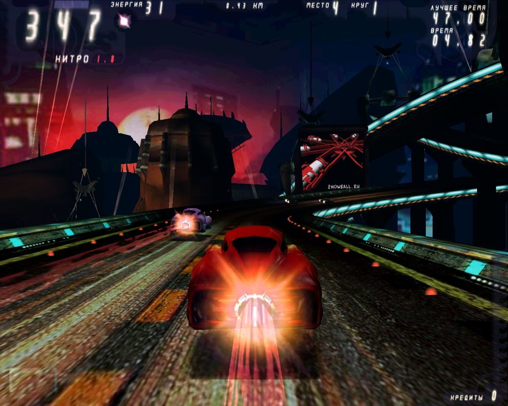 Space Haste 2001 (Windows) screenshot: "Tail" becomes red while boosting.