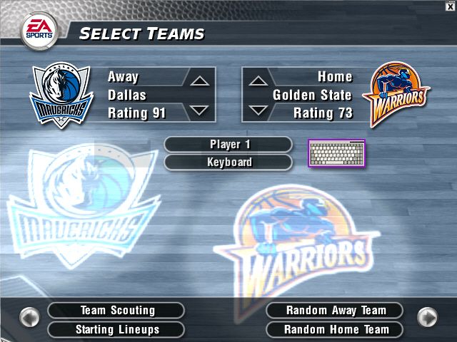 NBA Live 2004 (Windows) screenshot: Team selection screen