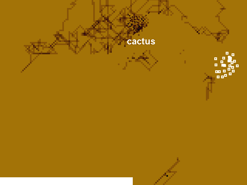 Sesame Seeds (Windows) screenshot: Cactus has been entered correctly and the black swarm has been destroyed.