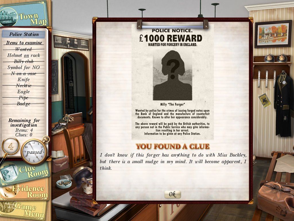 Agatha Christie: Peril at End House (Windows) screenshot: Who is this Milly "The Forger"?