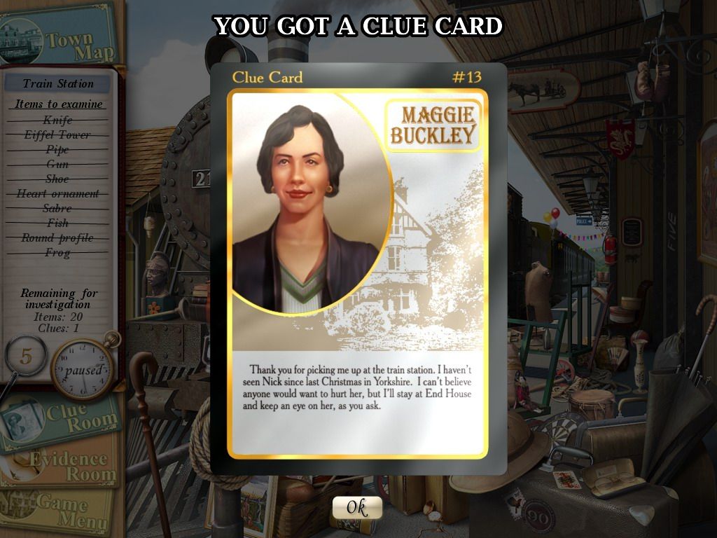 Agatha Christie: Peril at End House (Windows) screenshot: Clue Card from Maggie Buckley