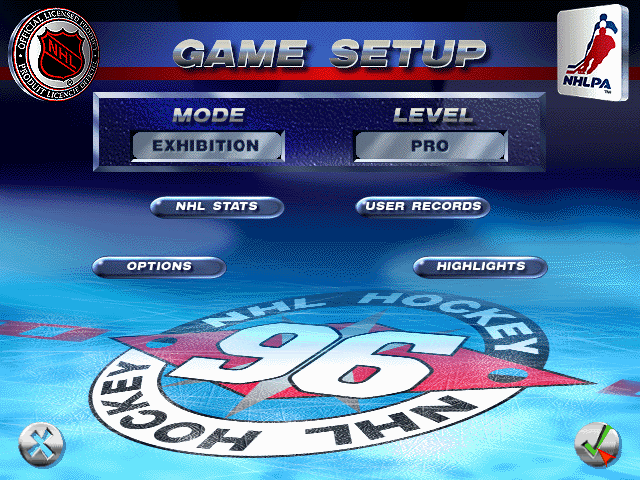 NHL 96 (DOS) screenshot: Main menu