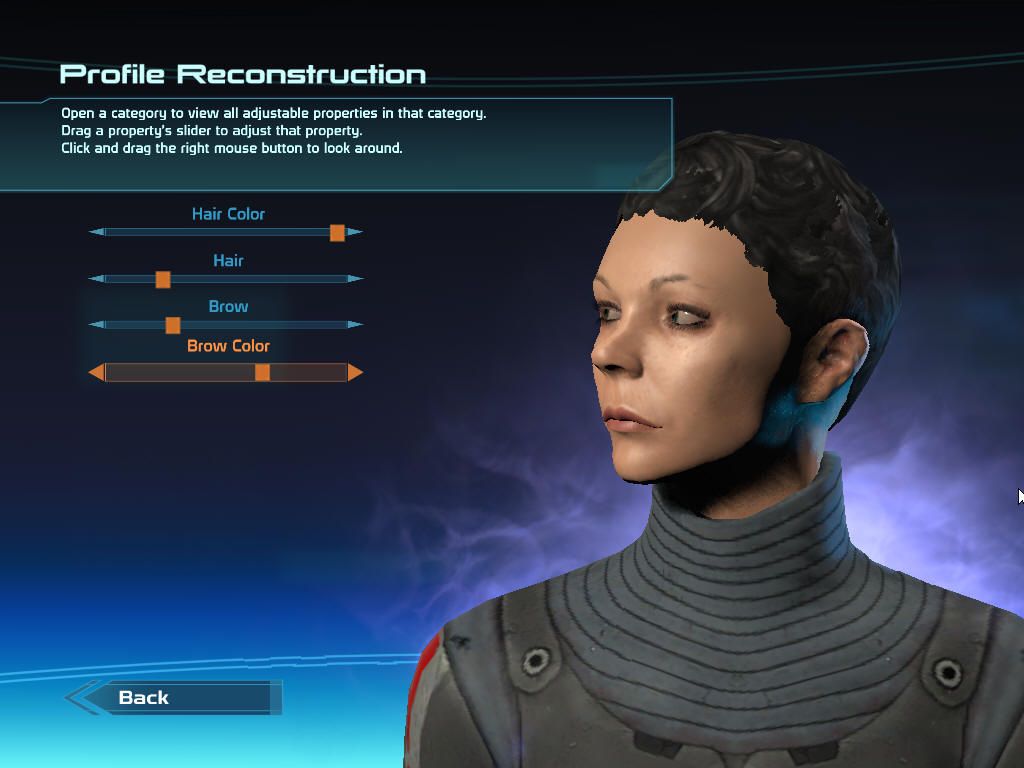 Mass Effect (Windows) screenshot: Character creation: detailed options
