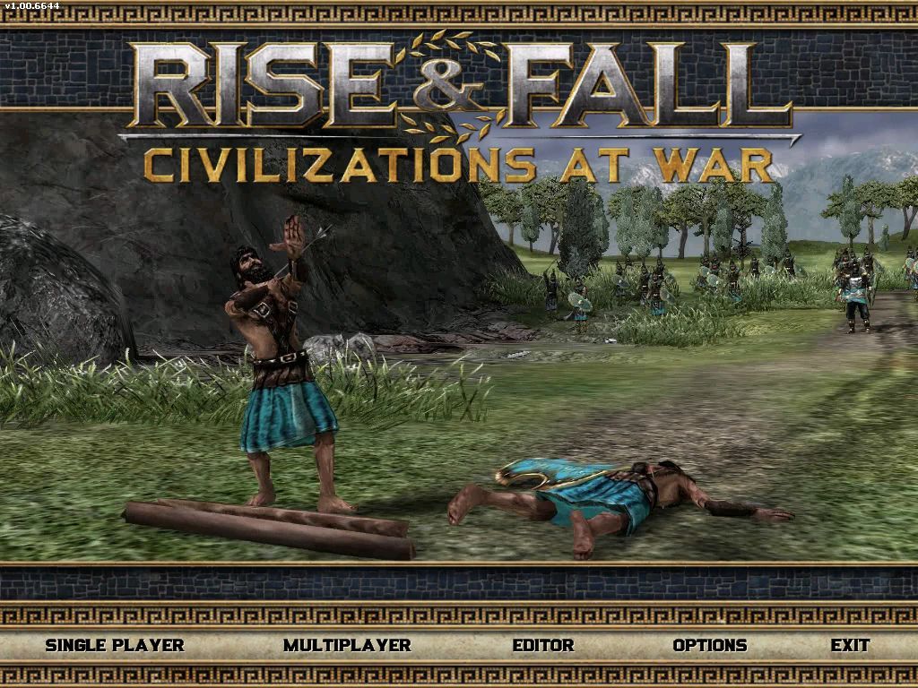 Rise & Fall: Civilizations at War (Windows) screenshot: Main menu, which loops gameplay video