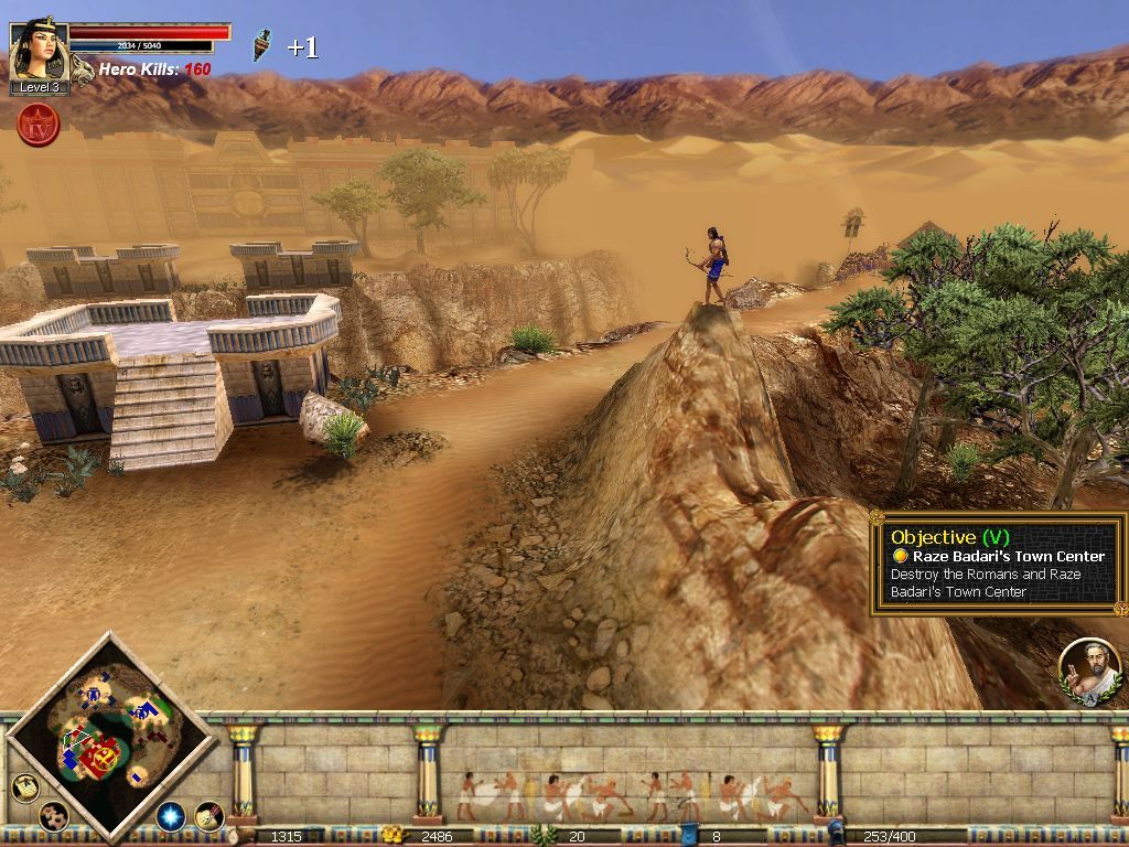Rise & Fall: Civilizations at War (Windows) screenshot: An archer overlooks the area (bad collision = permanently stuck)
