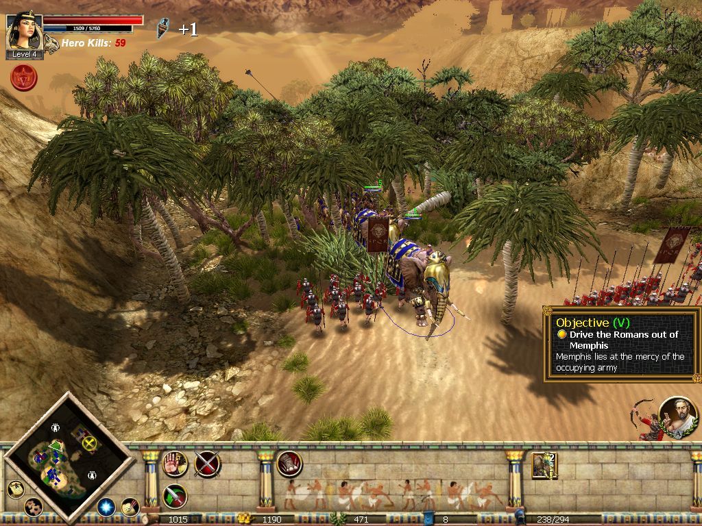 Rise & Fall: Civilizations at War (Windows) screenshot: War elephants break through trees as they walk